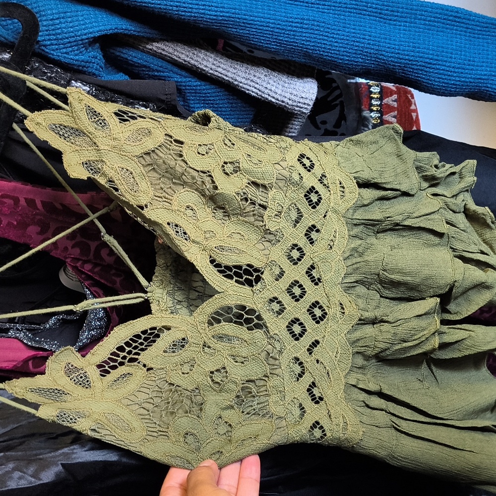Free People Olive Sparrow Green Tank Top